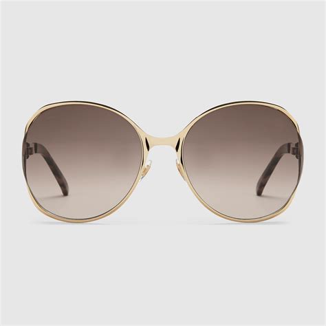 gucci oversize round frame metal sunglasses|gucci 54mm round sunglasses.